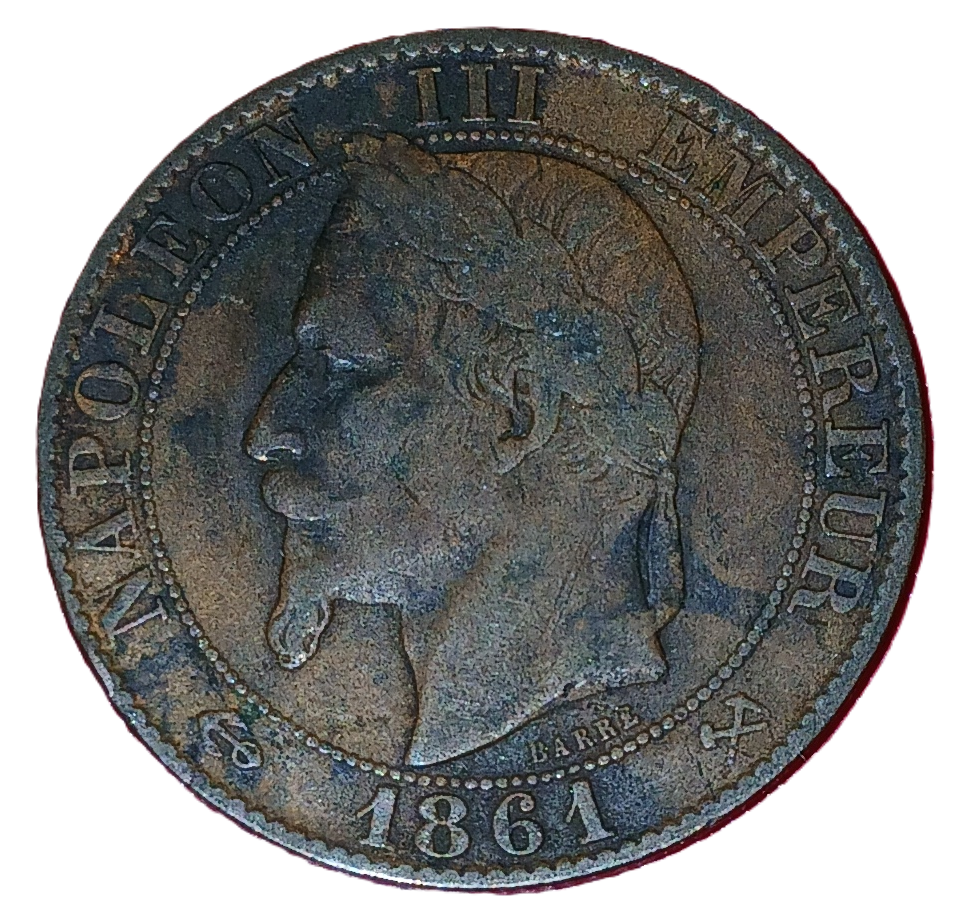 5 centimes Napoléon III tête laurée 1861 K – Image 2