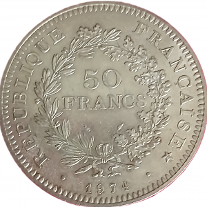 50 francs argent Hercule 1974 avers du 20f