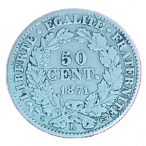 50 centimes argent type Cérès 1871 K