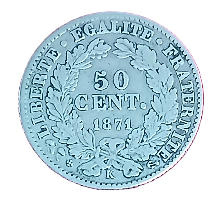 50 centimes argent type Cérès 1871 K