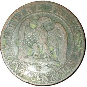 5 centimes Napoléon III tête laurée 1864 BB