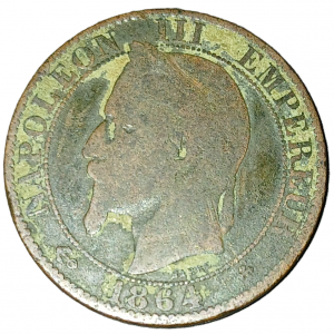 5 centimes Napoléon III tête laurée 1864 BB