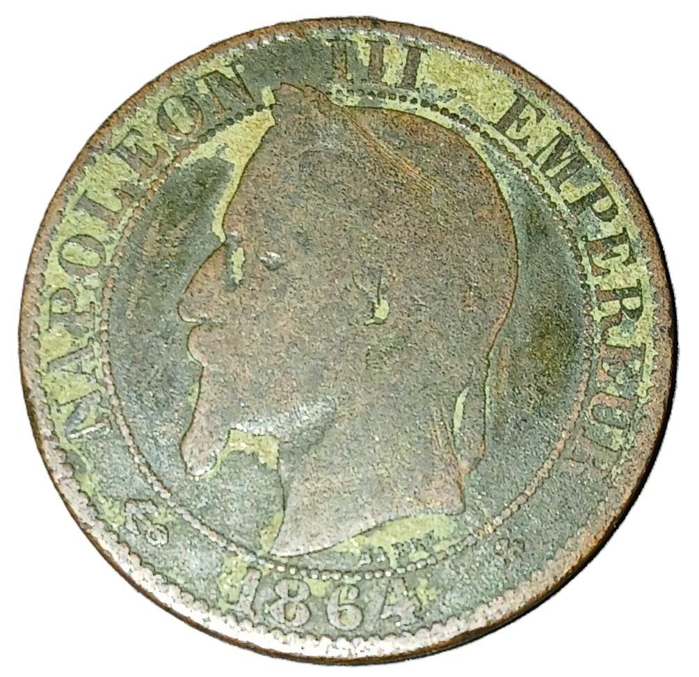 5 centimes Napoléon III tête laurée 1864 BB – Image 2