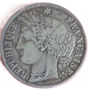 5 francs argent Cérès à légende 1870 A