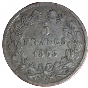 5 francs argent Louis Philippe Ier tête laurée 1833 BB