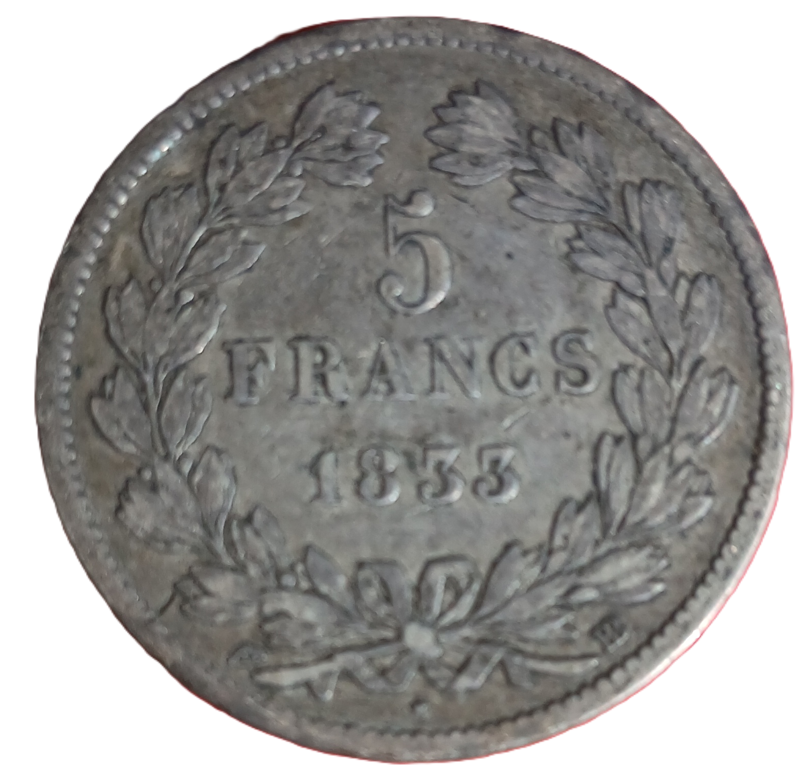 5 francs argent Louis Philippe Ier tête laurée 1833 BB