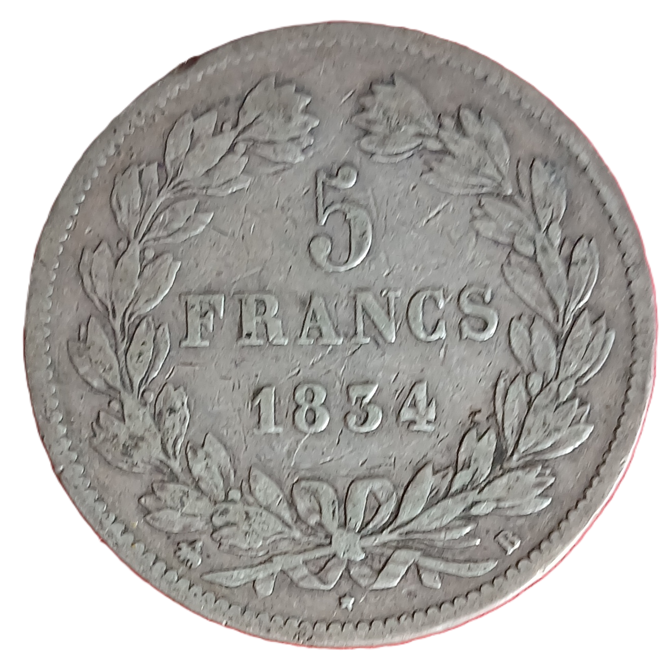 5 francs argent Louis Philippe Ier tête laurée 1834 B