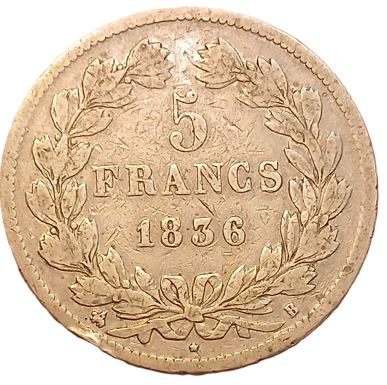 5 francs argent Louis Philippe Ier tête laurée 1836 B