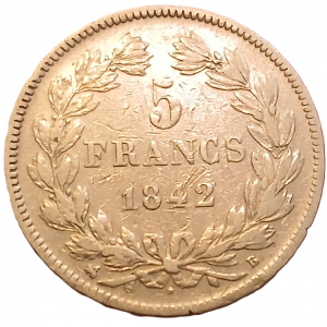 5 francs argent Louis Philippe Ier tête laurée 1842 B