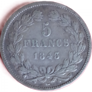 5 francs argent Louis Philippe Ier tête laurée 1843 W