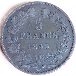 5 francs argent Louis Philippe Ier tête laurée 1845 W