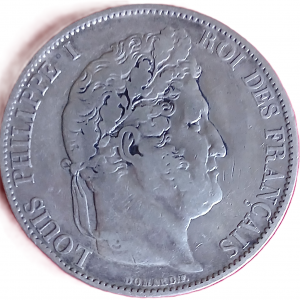 5 francs argent Louis Philippe Ier tête laurée 1845 W