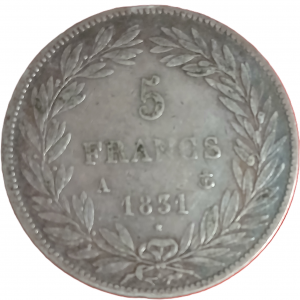5 francs argent Louis Philippe Ier tête nue tranche en creux 1831 A