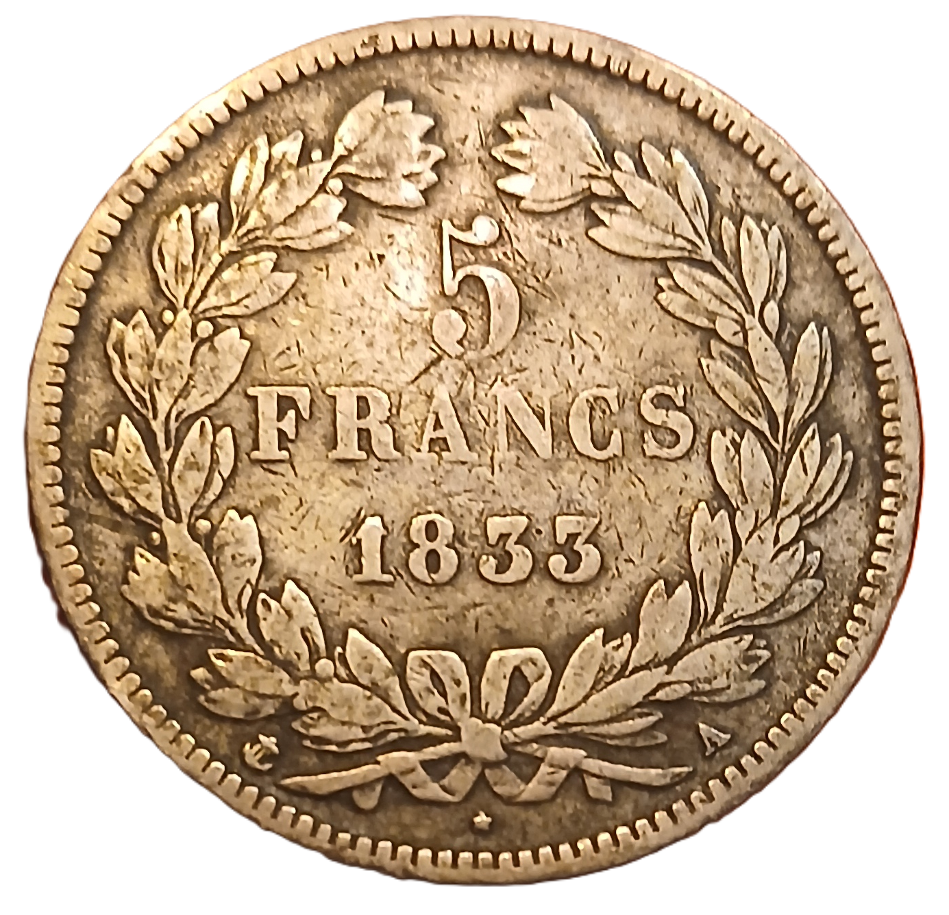 5 francs argent Louis Philippe Ier tête laurée 1833 A