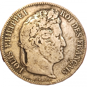 5 francs argent Louis Philippe Ier tête laurée 1833 A
