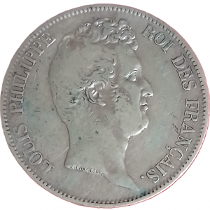 5 francs argent Louis Philippe sans le I tête nue tranche en creux 1830 W