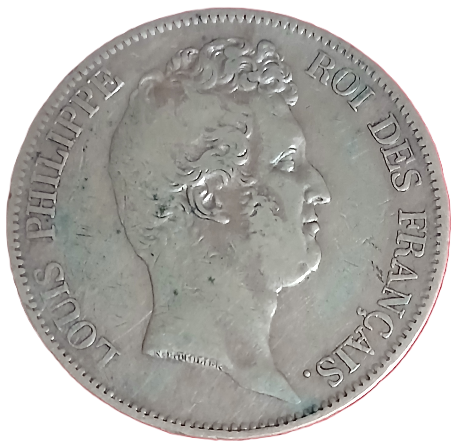 5 francs argent Louis Philippe sans le I tête nue tranche en creux 1830 W – Image 2