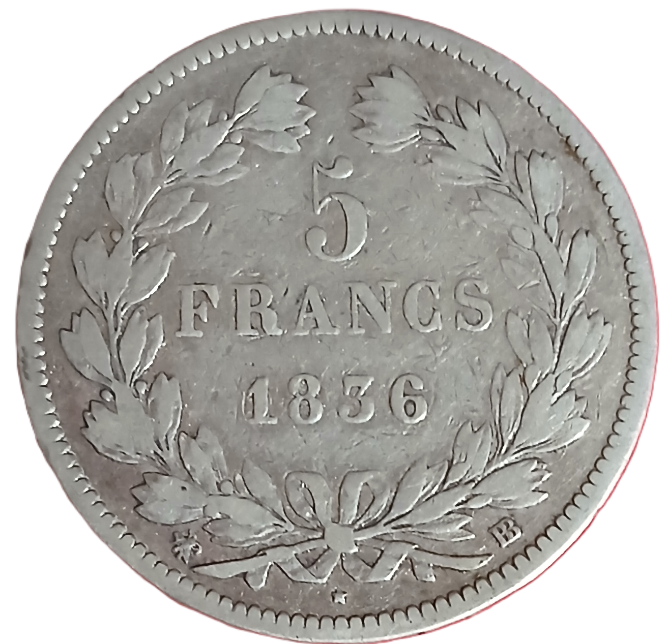 5 francs argent Louis Philippe Ier tête laurée 1836 BB