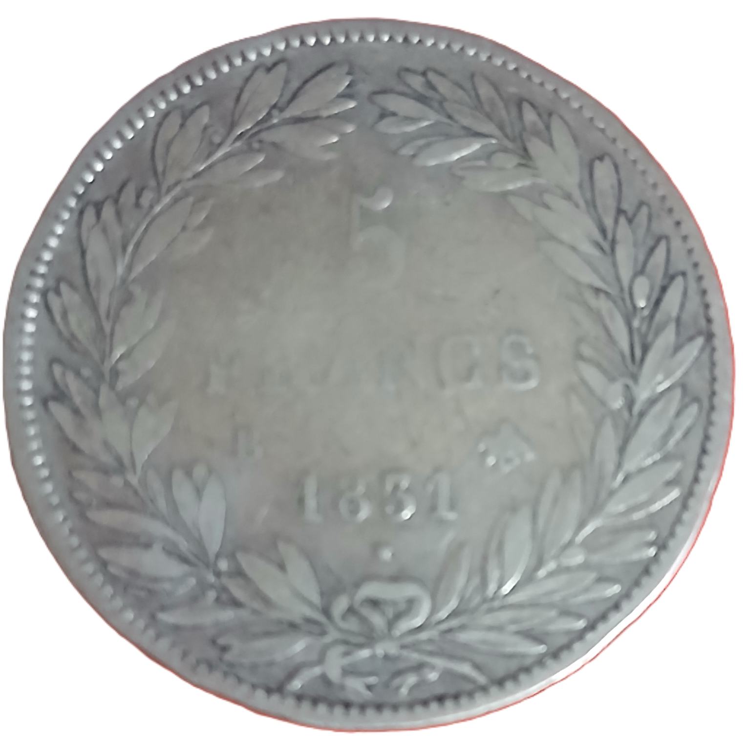 5 francs argent Louis Philippe Ier tête nue tranche en creux 1831 B