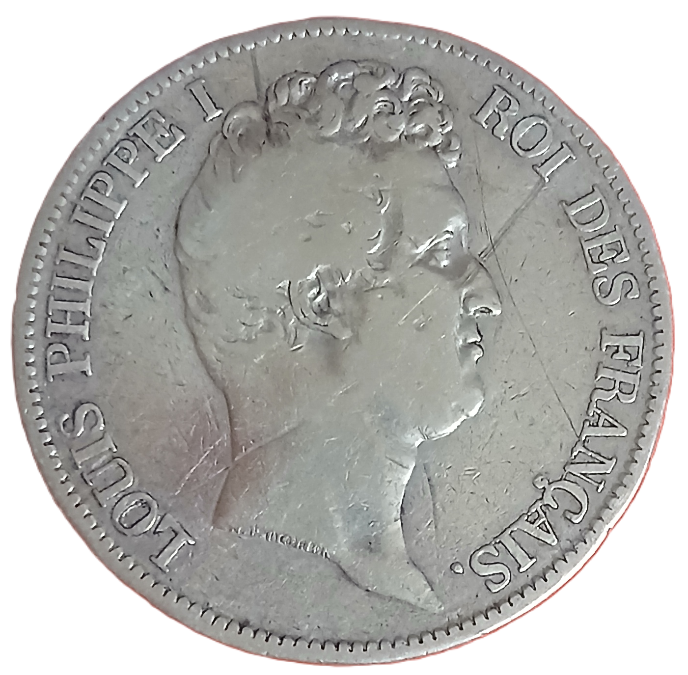 5 francs argent Louis Philippe Ier tête nue tranche en creux 1831 B – Image 2