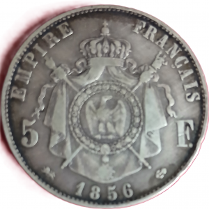 5 francs argent Napoléon III tête nue 1856 D