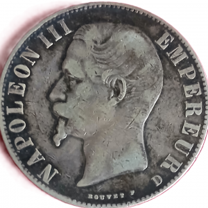 5 francs argent Napoléon III tête nue 1856 D