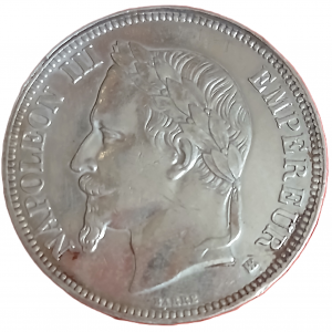 5 francs argent Napoléon III tête laurée 1867 BB