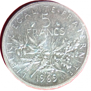 5 francs argent type Semeuse 1969