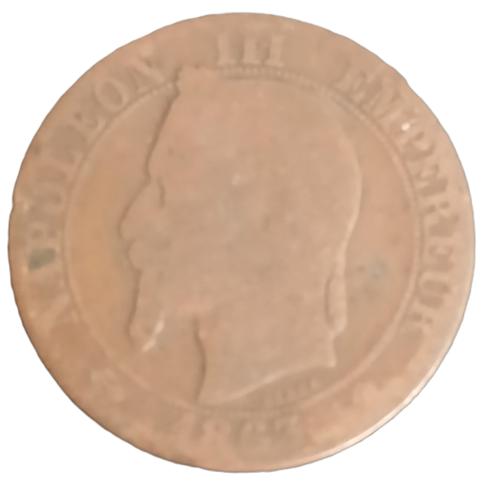 5 centimes Napoléon III tête laurée 1863BB – Image 2