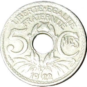 5 centimes type Lindauer petit module 1922 Poissy