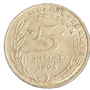 5 centimes type Marianne 1993 col à 4 plis
