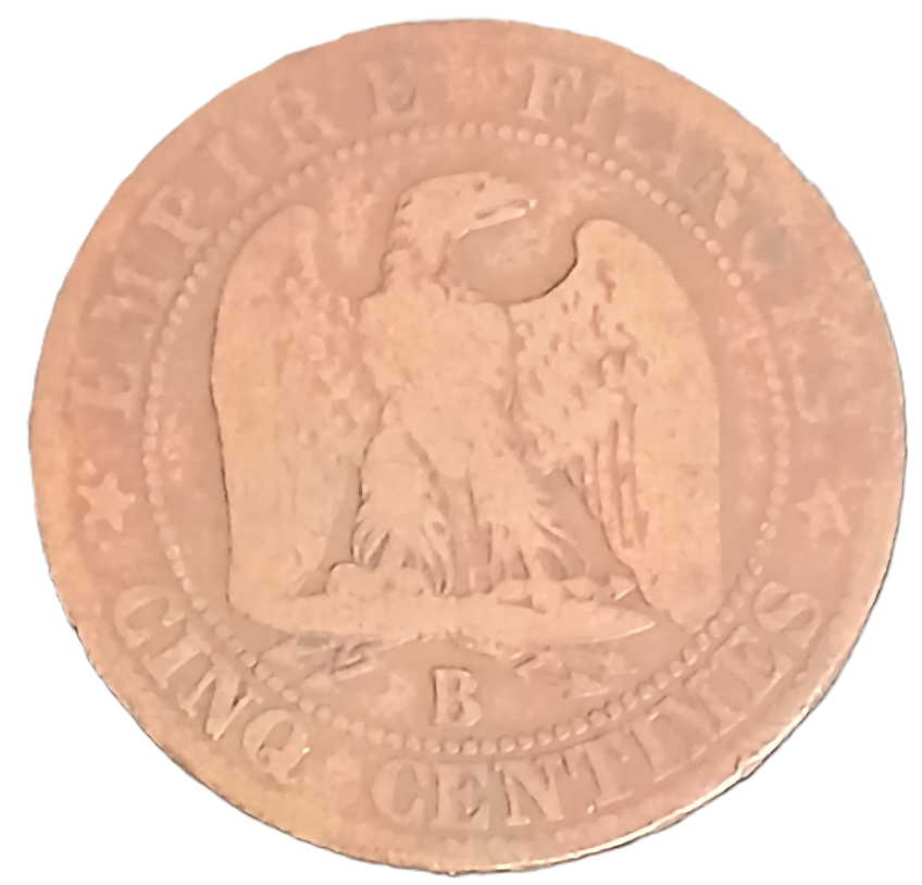 5 centimes Napoléon III tête nue 1853 B