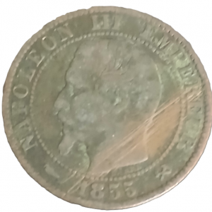 5 centimes Napoléon III tête nue 1855 B chien