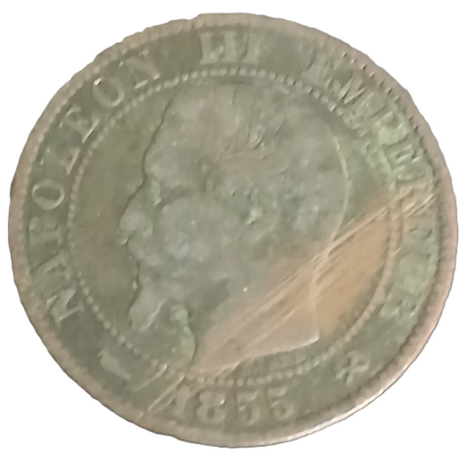 5 centimes Napoléon III tête nue 1855 B chien – Image 2