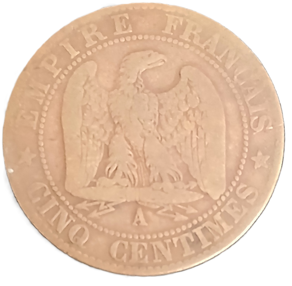 5 centimes Napoléon III tête laurée 1862 A