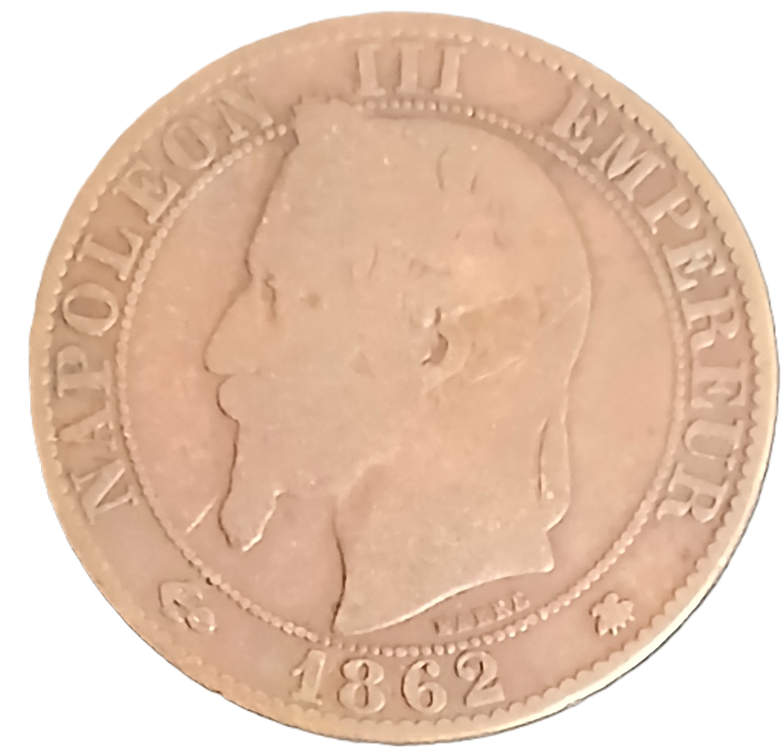 5 centimes Napoléon III tête laurée 1862 A – Image 2