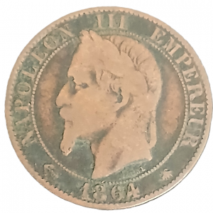 5 centimes Napoléon III tête laurée 1864 A