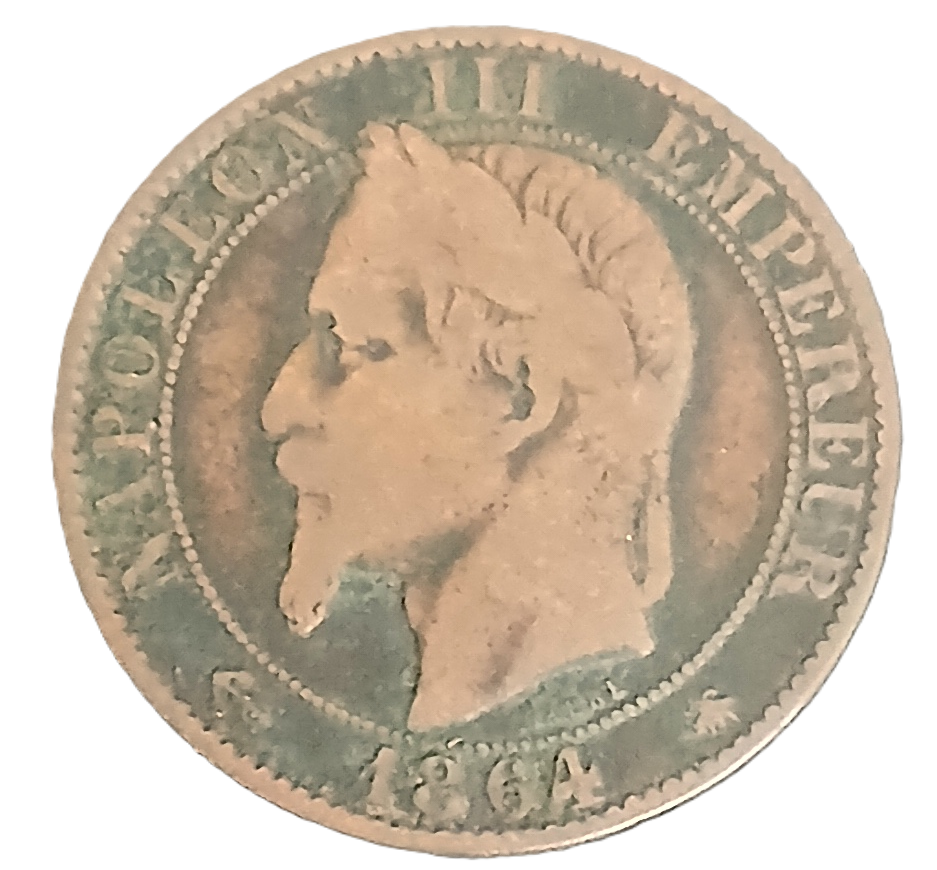 5 centimes Napoléon III tête laurée 1864 A – Image 2