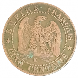 5 centimes Napoléon III tête laurée 1864 K