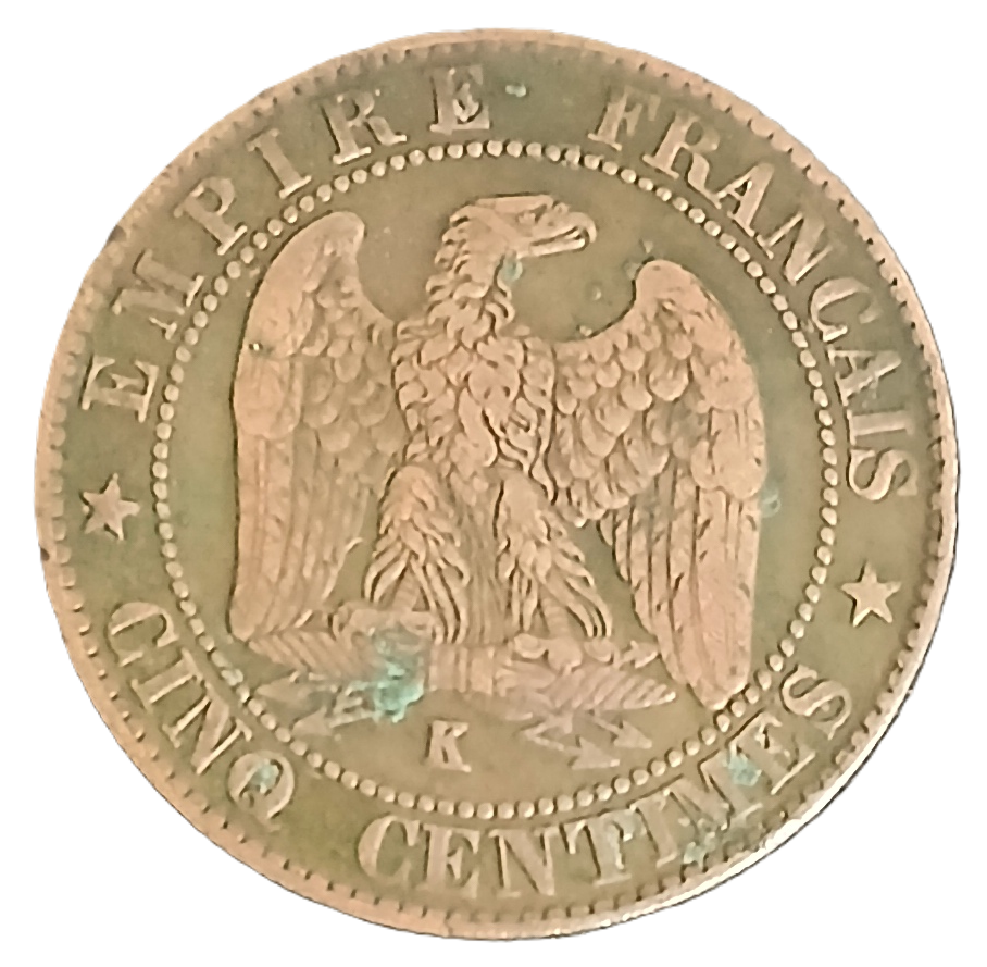 5 centimes Napoléon III tête laurée 1864 K
