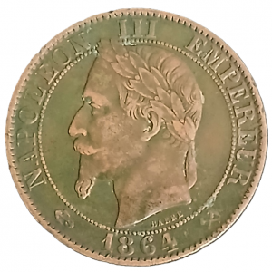 5 centimes Napoléon III tête laurée 1864 K