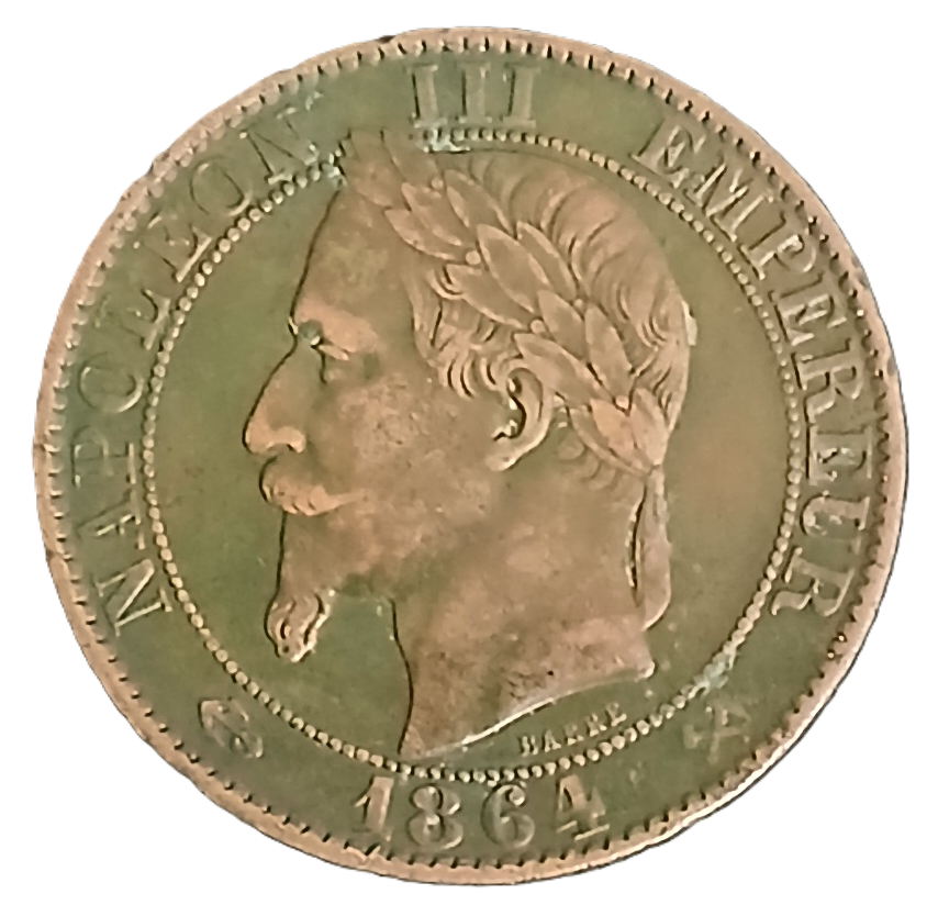 5 centimes Napoléon III tête laurée 1864 K – Image 2