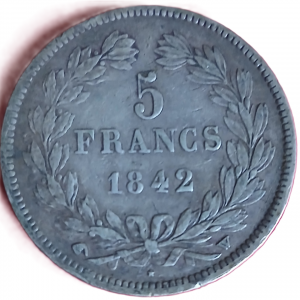 5 francs argent Louis Philippe Ier tête laurée 1842 W