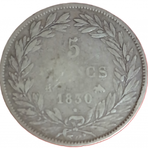 5 francs argent Louis Philippe Ier tête nue tranche en creux 1830 B