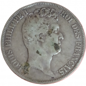 5 francs argent Louis Philippe Ier tête nue tranche en creux 1830 B