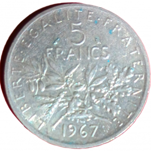 5 francs argent type Semeuse 1967