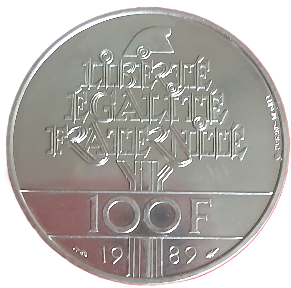 100 francs argent type Droits de l'Homme 1989