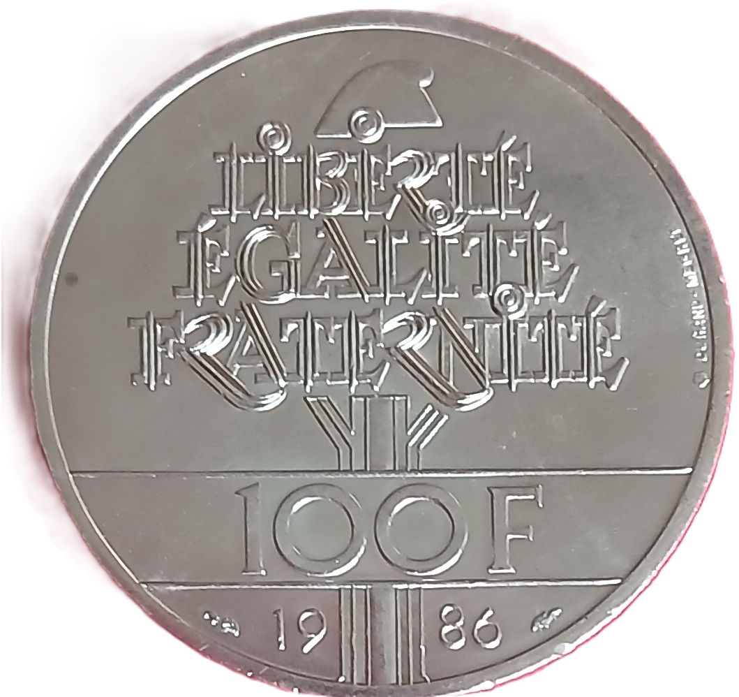 100 francs argent type Liberté 1986