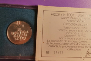 Pièce de 100F argent type Liberté BU