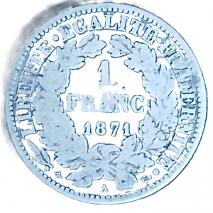 1 franc argent type Cérès 1871 petit A